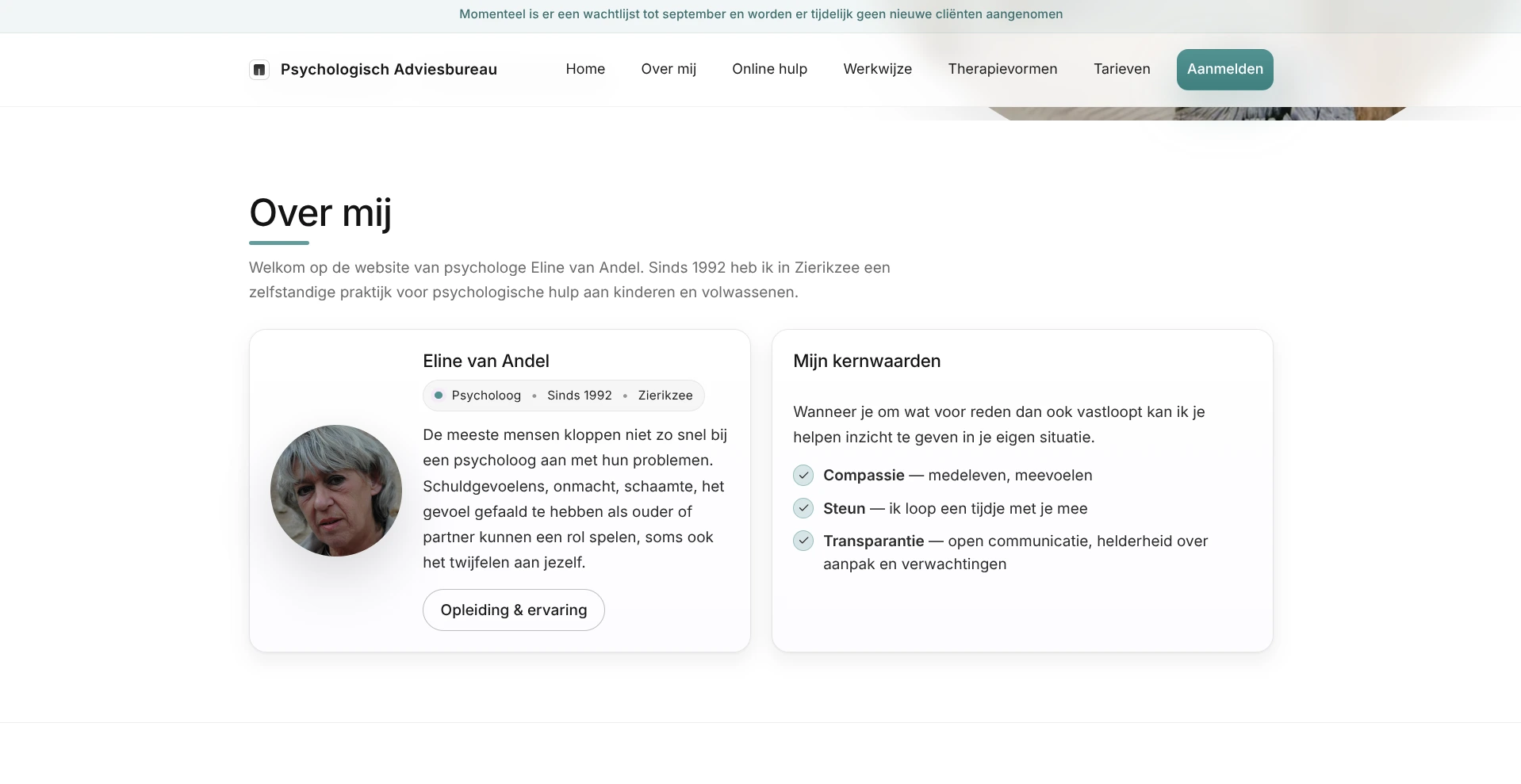 Informatie over psychologische hulp op de website van Psychologisch Adviesbureau