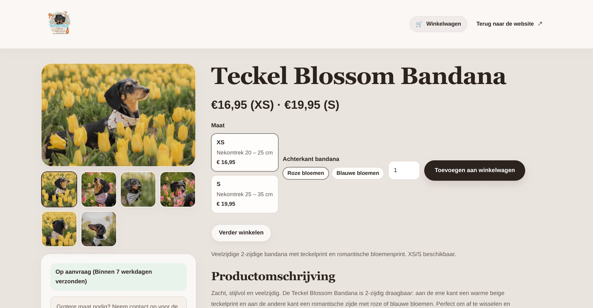 Productpagina van de webshop Teckels & Friends