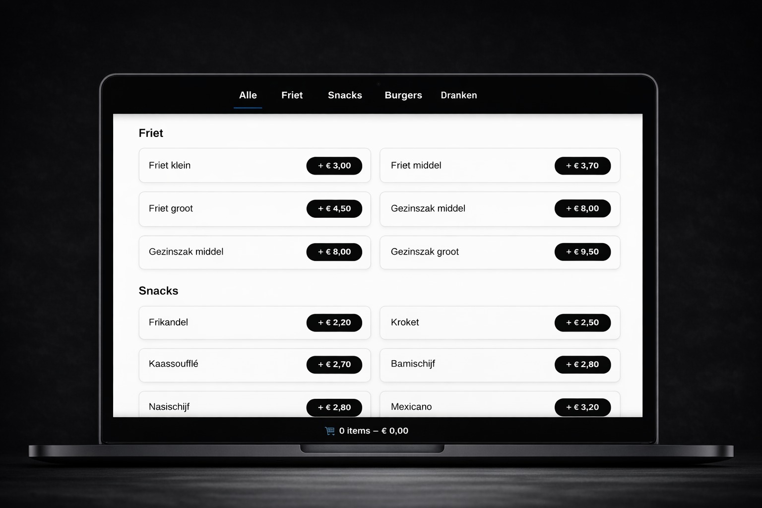 Bestelmodule voor frituurzaak